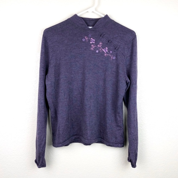 PENDLETON Merino Wool Floral Embroidered Top - Picture 1 of 8
